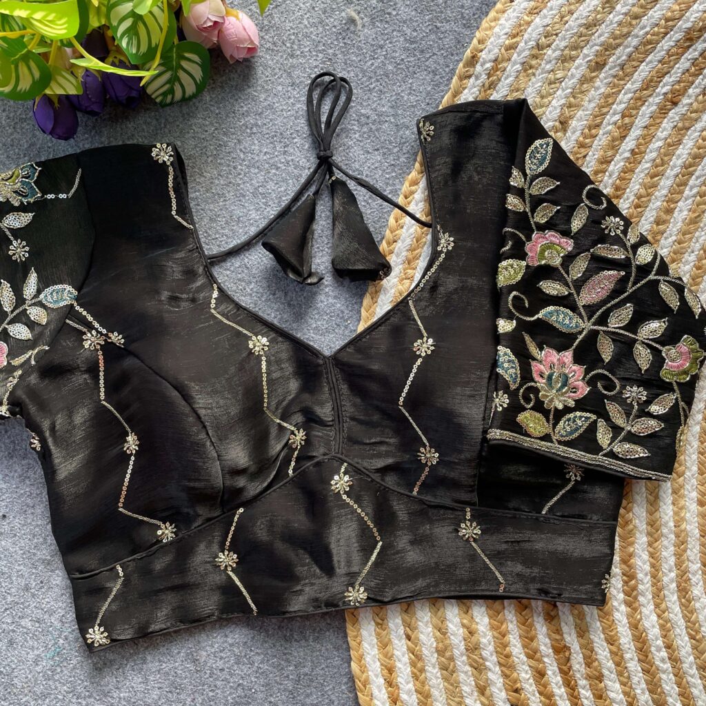 black party wear boat neck blouse