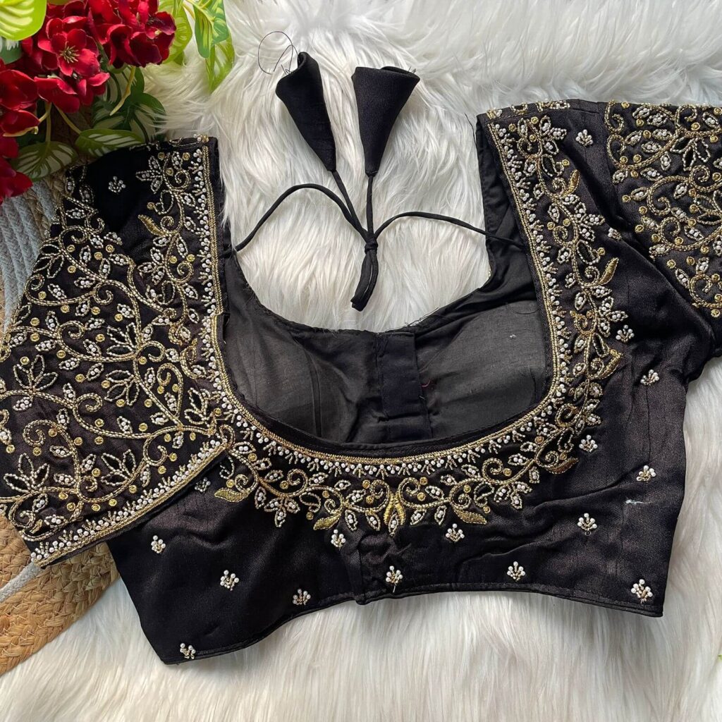 blouse back side embroidery design black