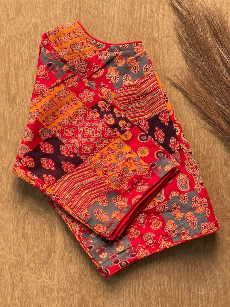 cotton boat neck blouse from side view