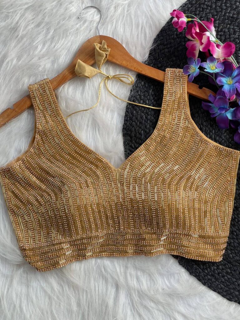 golden designer party wear blouse design