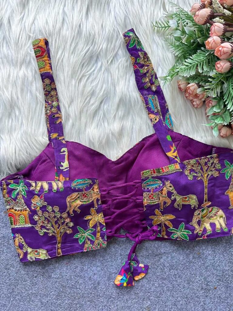 party wear blouse back side with laces