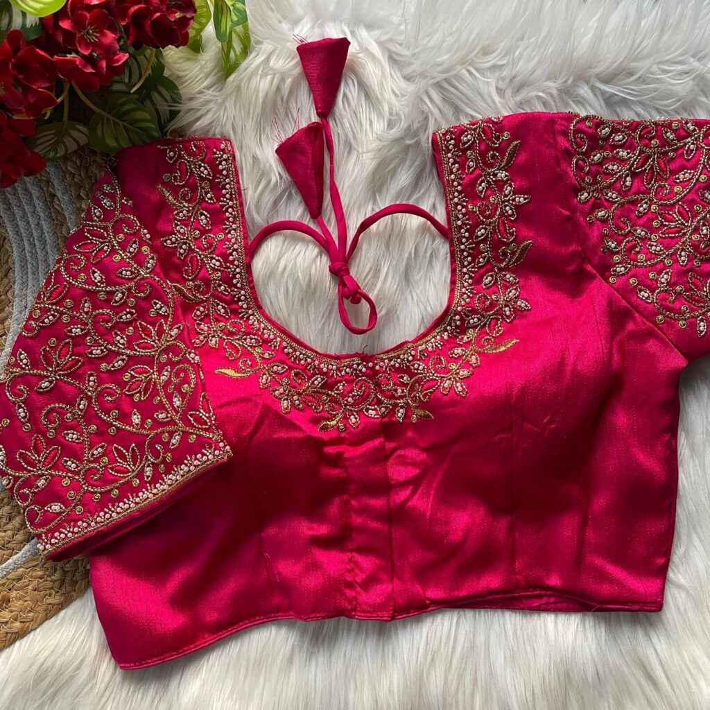 party wear red blouse designer design