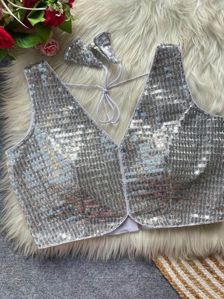 silver partry wear blouse design