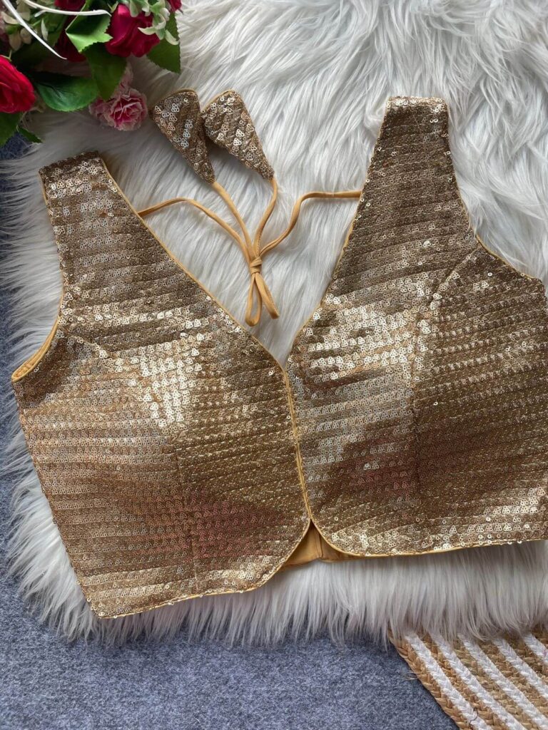 trending v neck designer party wear blouse design